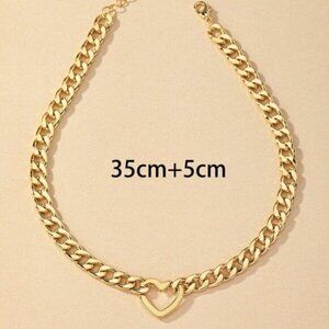 18K Gold Filled Heart Chain Choker Necklace | 13.8" + 2